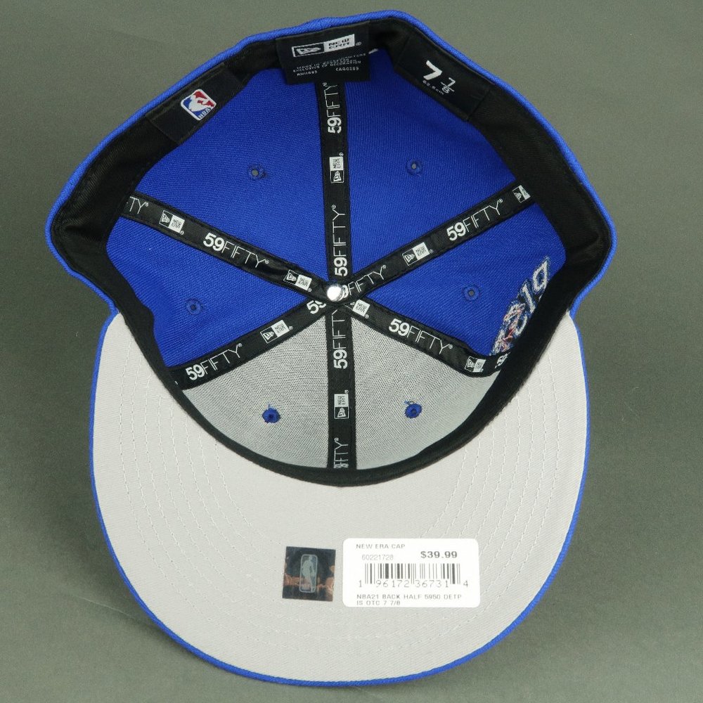 New Era Detroit Pistons Blue Back Half 59FIFTY Fitted Cap Hat Size 7 7/8 - Picture 6 of 16
